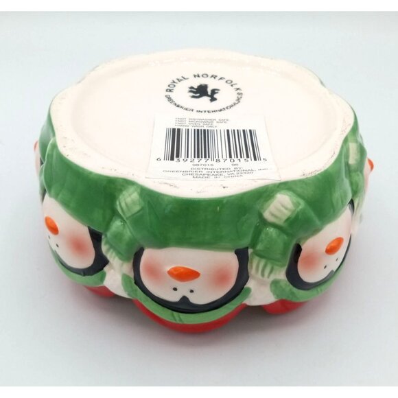 Penguin Holiday Bowl Royal Norfolk Hand-Painted Ceramic Christmas 5.75 Inches - Picture 11 of 16